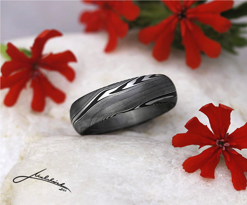 Wave - prsten z kovaného damasteelu — foto 2