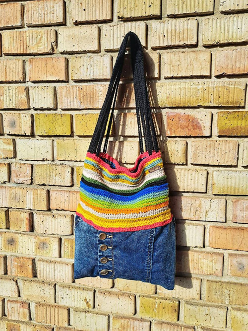 Denim kabelka + pásiky — foto 4