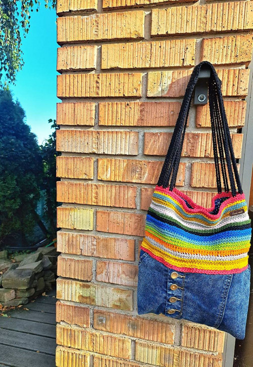Denim kabelka + pásiky — foto 2