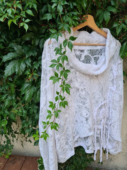 Boho v bílé, svetřík-uni velikost,oversize — foto 2