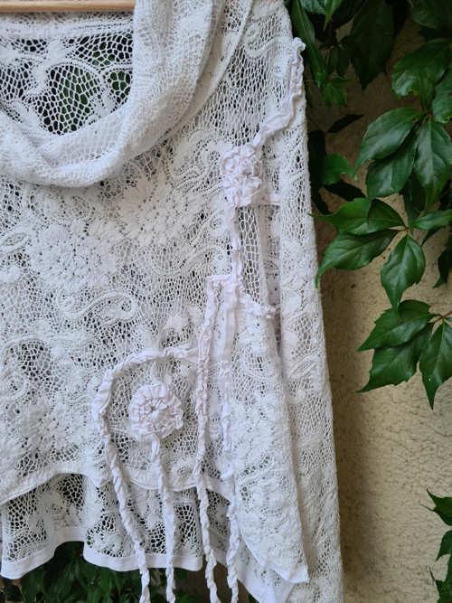 Boho v bílé, svetřík-uni velikost,oversize — foto 3