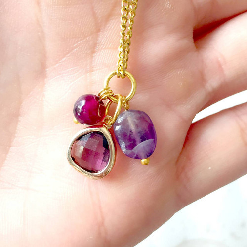 Přívěšek BIRTHSTONE ametyst, rubín - LISTOPAD E048 — foto 2