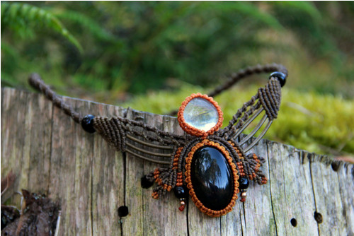 Boho lesní náhrdelník s duhovým obsidiánem — foto 3