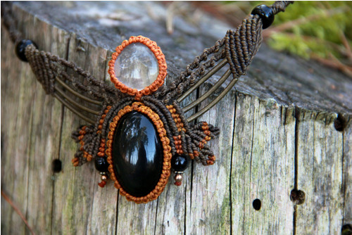 Boho lesní náhrdelník s duhovým obsidiánem — foto 6