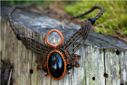 Boho lesní náhrdelník s duhovým obsidiánem — foto 5