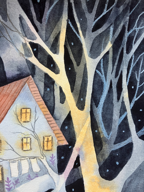 Originál ilustrácia Domček v korunách — foto 5