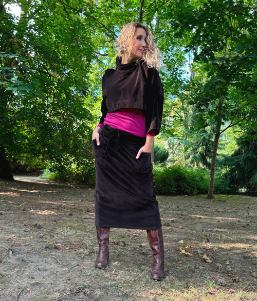 Sukně tmavě hnědý samet — foto 5