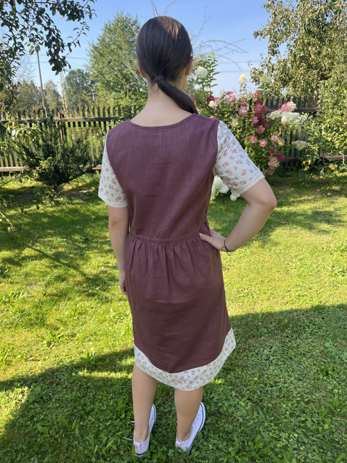 Lněné šaty DARK PURPLE a růžičky — foto 2