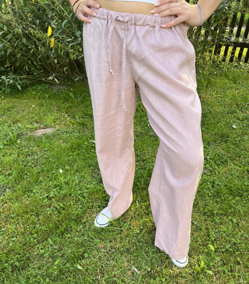 Lněné kalhoty OLD ROSE — foto 6