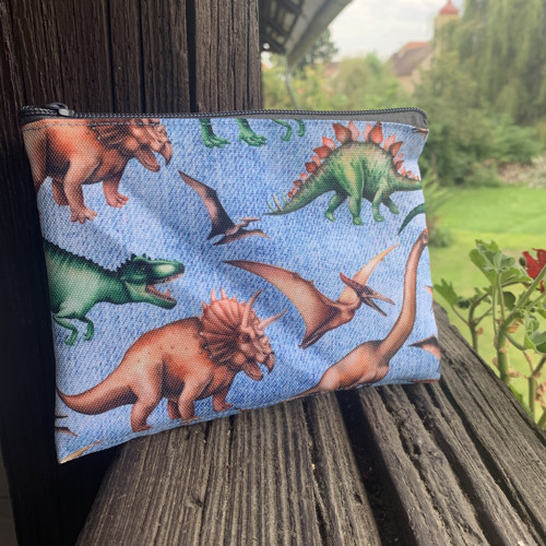 Dinosauři na modré - taštička - kapsička — foto 2