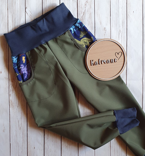 Letní softshellové kalhoty-khaki/dino — foto 3