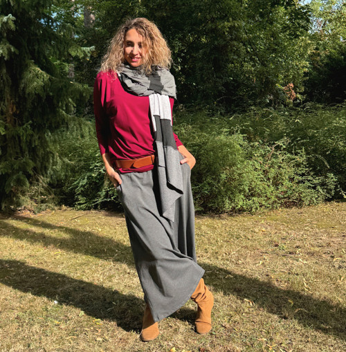 Dlouhá áčková sukně šedá melange — foto 5