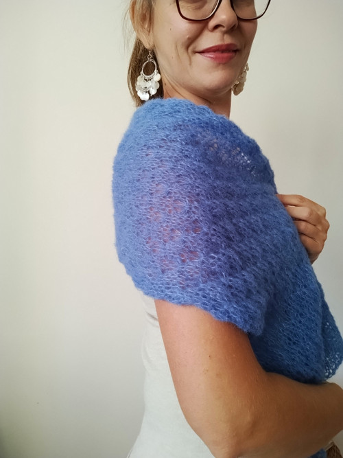 Modrý šál alpaka/hedvábí — foto 3