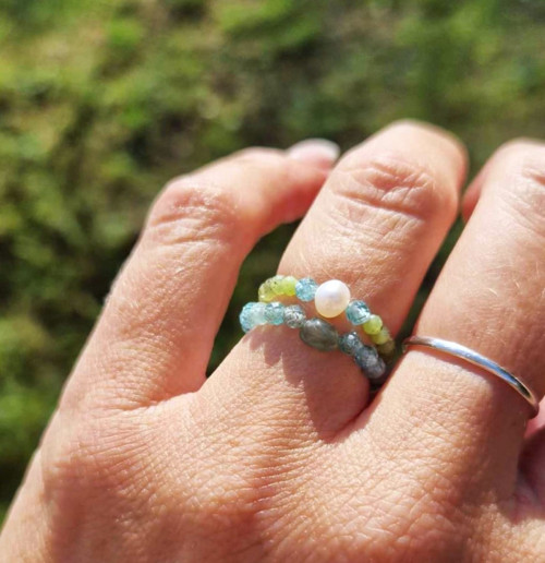 Perla*apatit laguna blue*zelený nefrit*prsten — foto 6