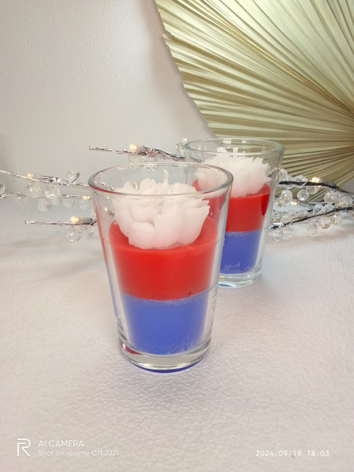 Svíčka ve skleničce trikolora — foto 2