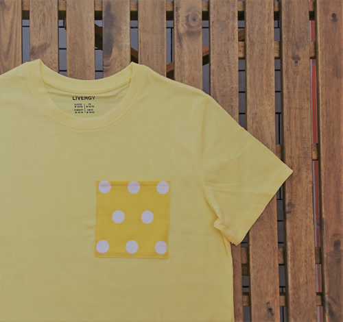 Světle žluté tričko Dots Pocket — foto 2