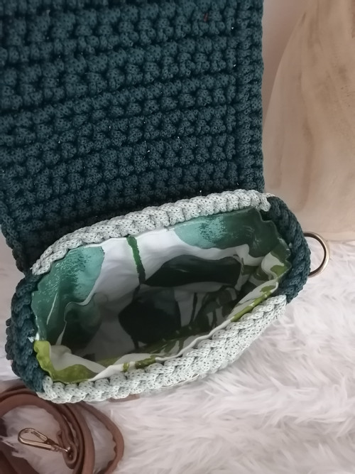 Háčkovaná crossbody kabelka - zelená — foto 4
