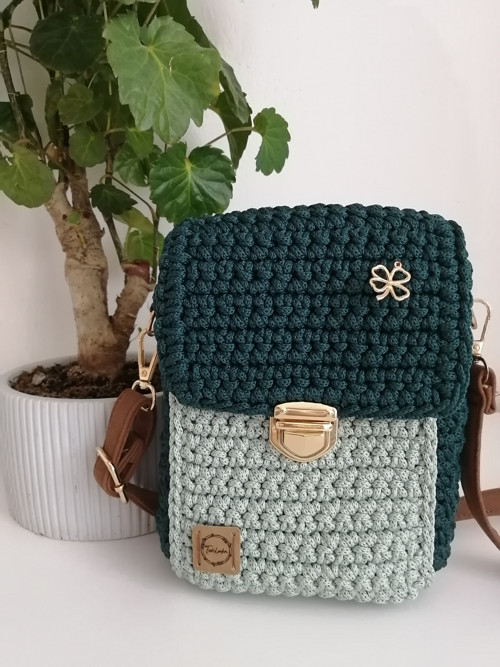 Háčkovaná crossbody kabelka - zelená — foto 5