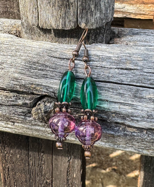 Zeleno - purpurové - náušnice — foto 5