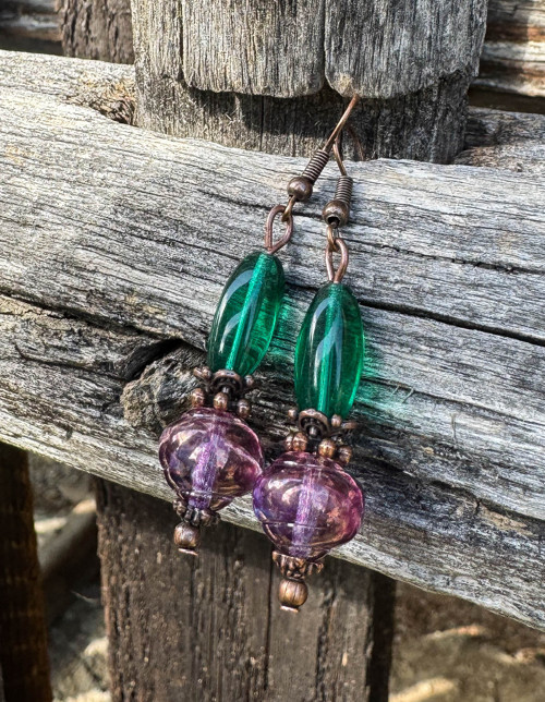 Zeleno - purpurové - náušnice — foto 4