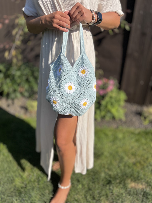 Háčkovaná kabelka Daisy - tyrkysová — foto 4