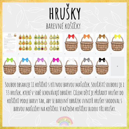 Hrušky, barevné košíčky — foto 2