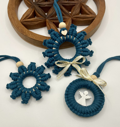 Macramé vánoční ozdoby - tyrkysové — foto 2