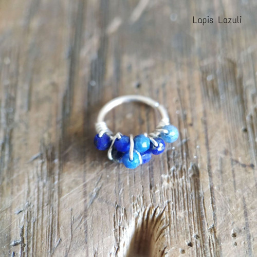Piercing kroužek do ucha s lazulitem — foto 2