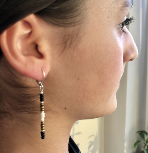 Rokajlové Náušnice Hnědo Černé — foto 3