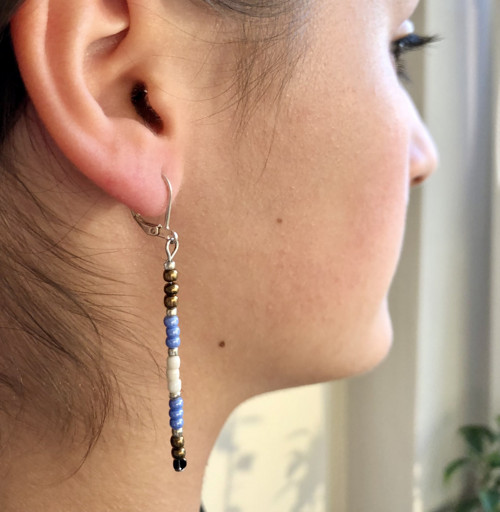 Rokajlové Náušnice Modro Hnědé — foto 3