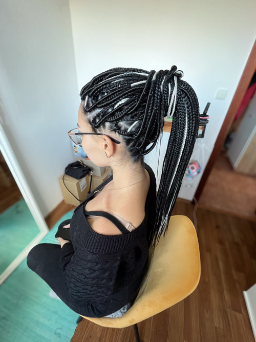 DE SET Pseudodredů s copánky (černá + bílá) — foto 3