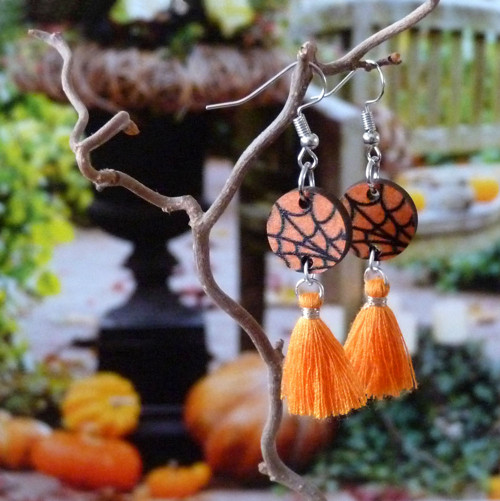 Náušnice - pavučinka orange — foto 3
