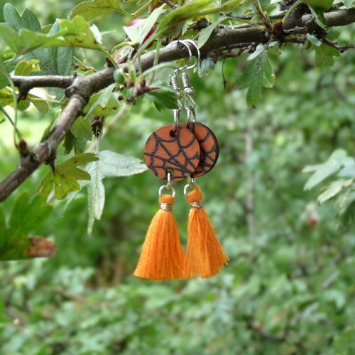 Náušnice - pavučinka orange — foto 4