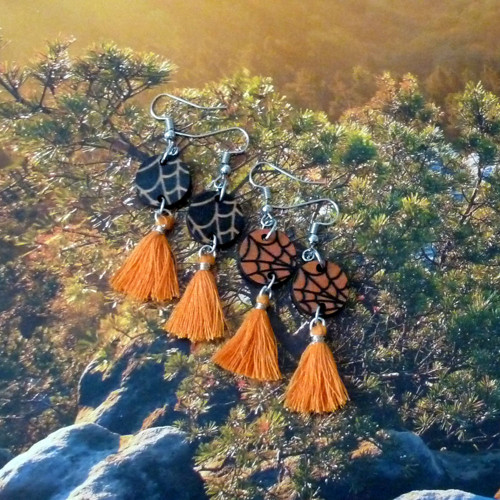 Náušnice - pavučinka orange — foto 6