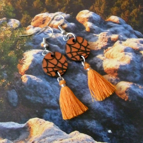 Náušnice - pavučinka orange — foto 5