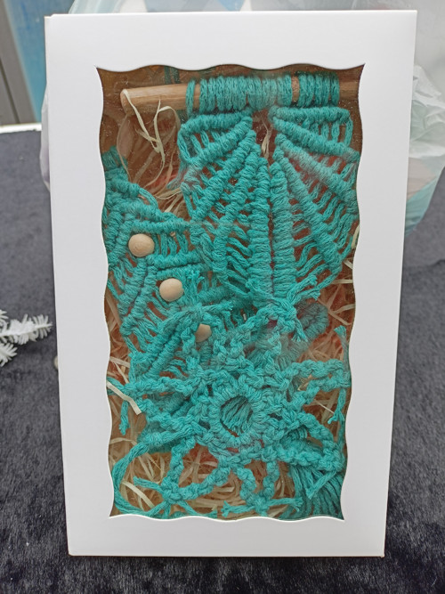 Vánoční sada v dárkové krabičce – smaragd. Macramé — foto 6