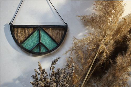 BOHO STRIPES S - vitráž půlkruh závěsná — foto 3