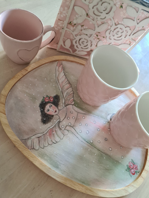 Růžová vánoční romance, podnos — foto 3