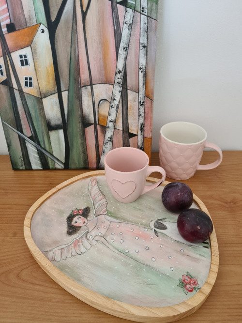 Růžová vánoční romance, podnos — foto 2