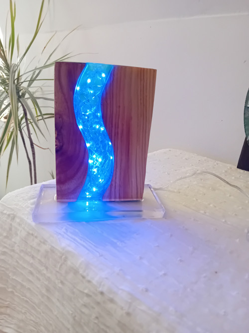 Dřevěná lampa JASANOVÁ MODRÁ — foto 5