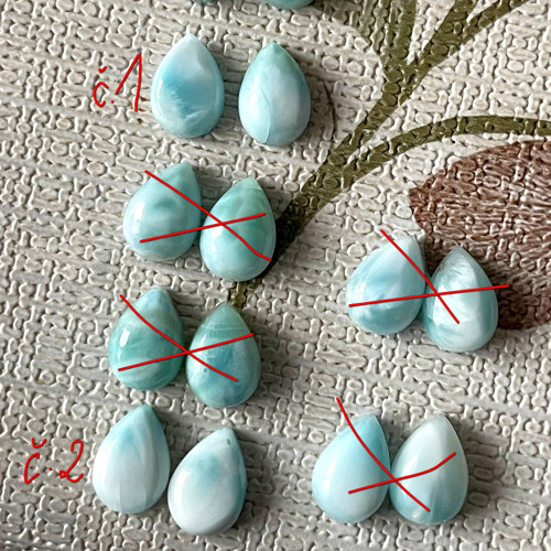 Larimar pravý - pár / 10x7mm — foto 2