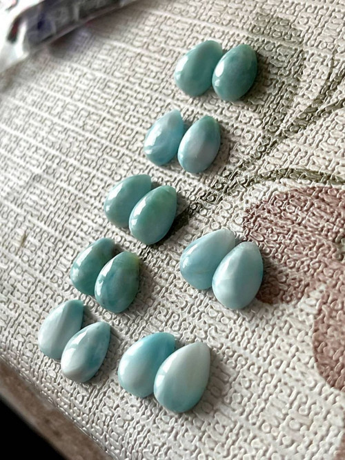 Larimar pravý - pár / 10x7mm — foto 3