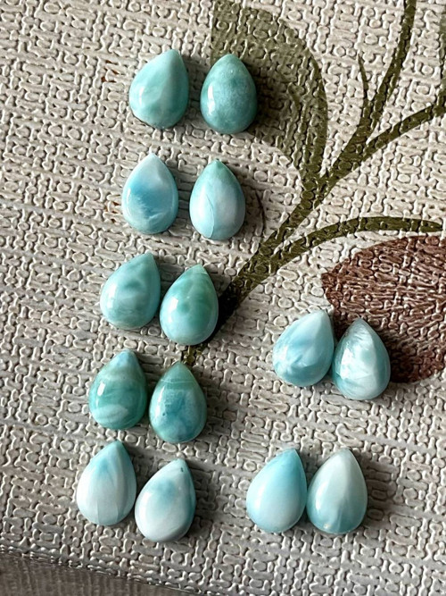 Larimar pravý - pár / 10x7mm — foto 4