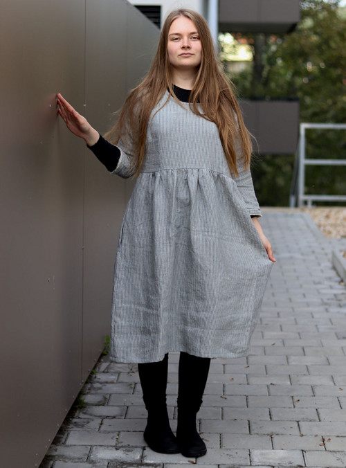 Lněné šaty proužek — foto 3