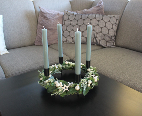 Kovový adventní svícínek zelenosmetanový — foto 5