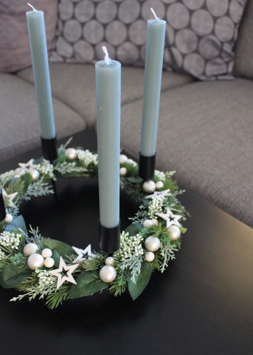 Kovový adventní svícínek zelenosmetanový — foto 4