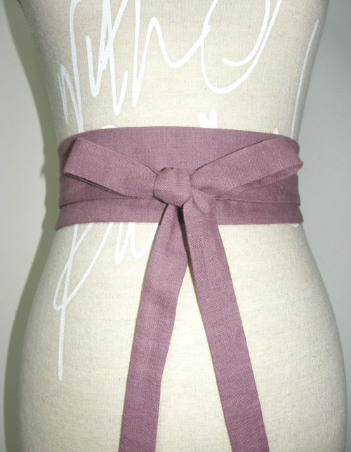 Lněný pásek k šatům mauve — foto 2