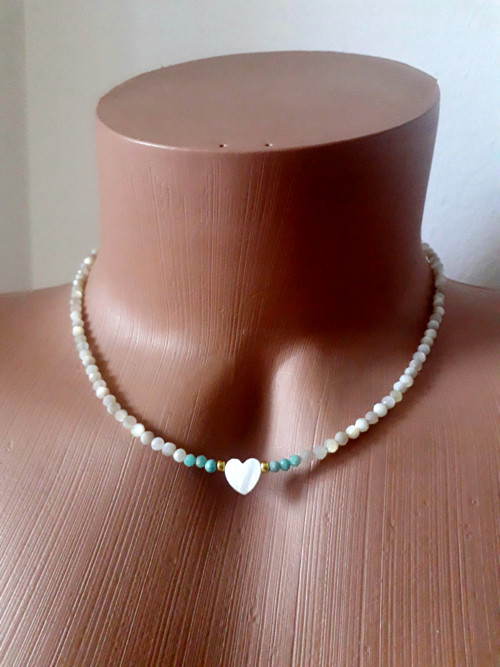 Minerální náhrdelník s perlet'u 3mm,amazonit — foto 2