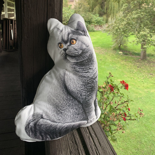 Polštář 3D - Kočka šedá — foto 3