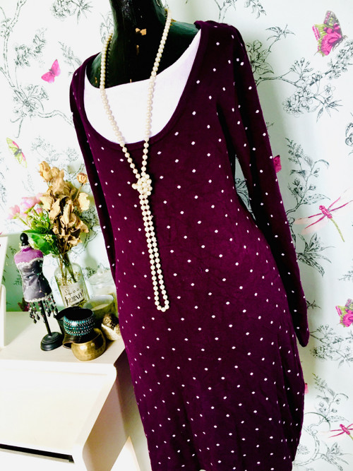 Šaty burgundy dots v úpletu — foto 3